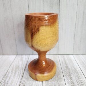 Vintage Wooden Handcrafted Candlestick Candle Holder Goblet Shape 5.75'' Tall